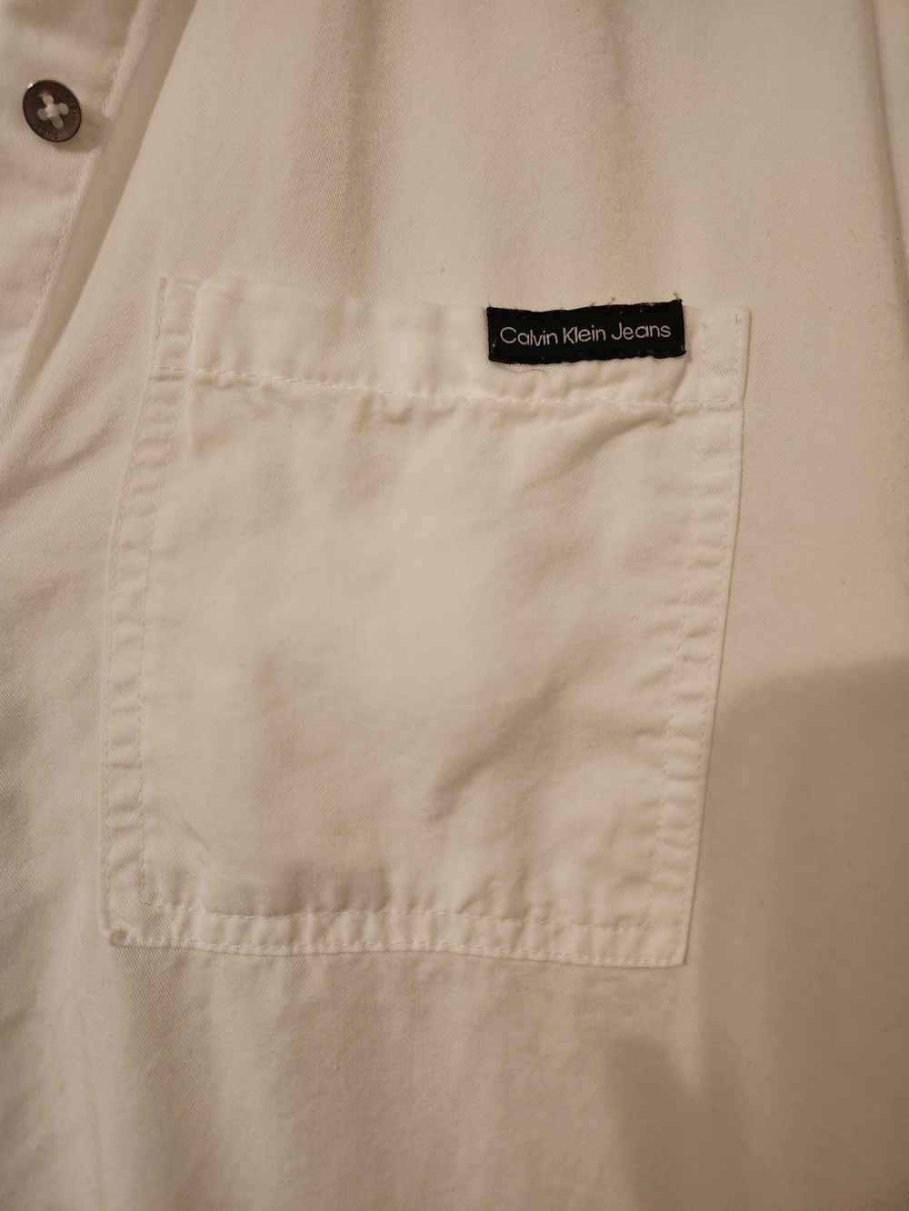 Calvin Klein Jeans White Short Sleeve Vacation Button Up Shirt - Picture 4 of 9
